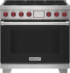 Wolf® 36" Black Pro Style Dual Fuel Range