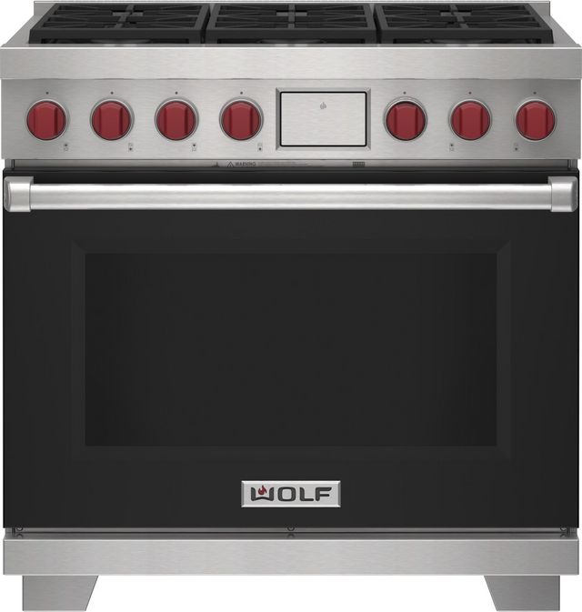 Wolf® 36" Black Pro Style Dual Fuel Range