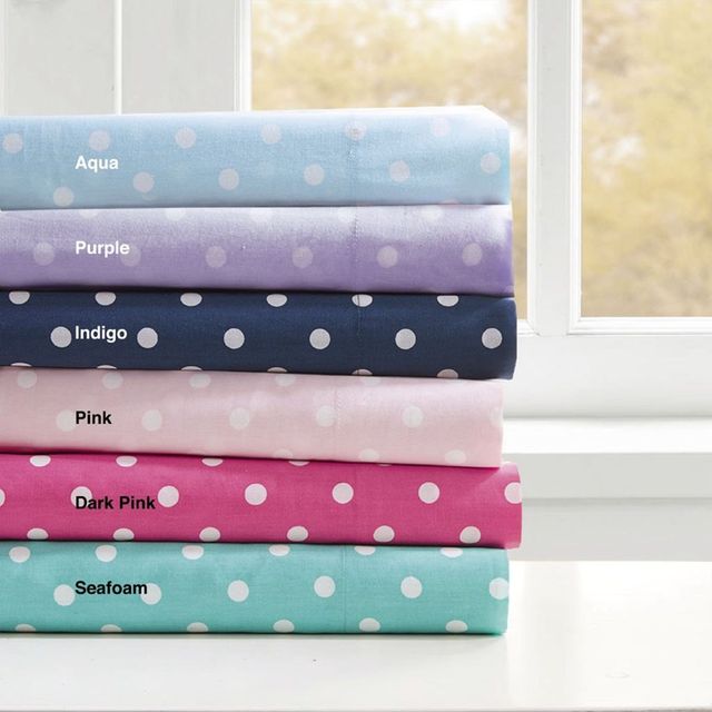 Olliix by Mi Zone 4 Piece Purple Full Polka Dot Printed 100% Cotton Sheet Set-3