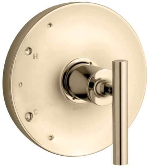 KOHLER® Purist® Rite-Temp® Vibrant French Gold Valve Trim with Lever Handle-0