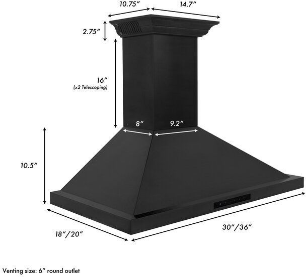 ZLINE 30" Black Stainless Steel Wall Mounted Range Hood-3