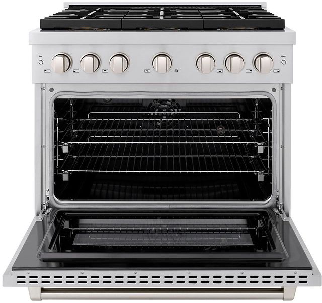 ZLINE Paramount Series 36" Stainless Steel Pro Style Dual Fuel Range with 6 Burner DuoPro™ Cooktop and Electric Convection Oven-1