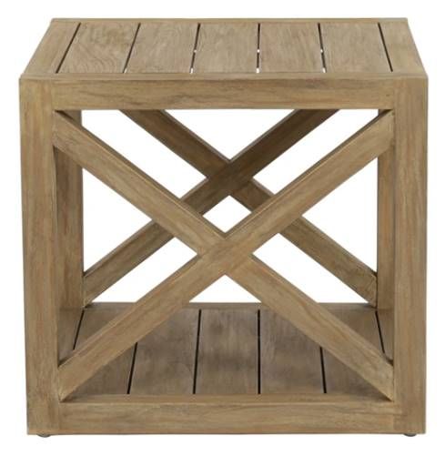 Sunset West Coastal Warm Gray Wooden Outdoor End Table-1