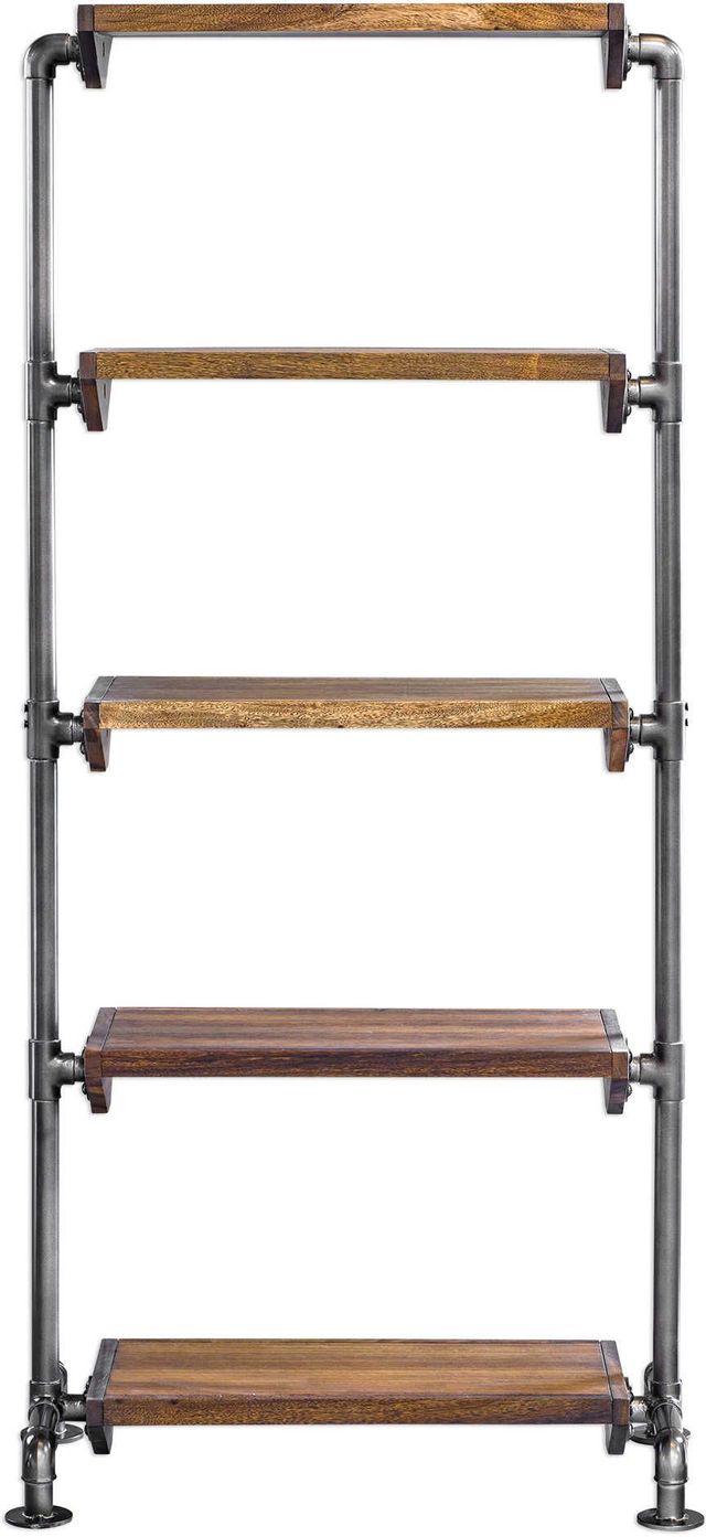 Uttermost® Rhordyn Aged Gunmetal/Light Walnut Etagere-3