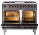 Ilve® Nostalgie II Noblesse 40'' Graphite Matte Pro Style Dual Fuel Range with Burnished Trim-2
