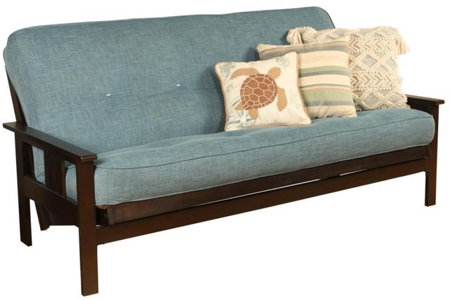 Kodiak Furniture Monterey Linen Aqua/Espresso Full Futon with Mattress-0