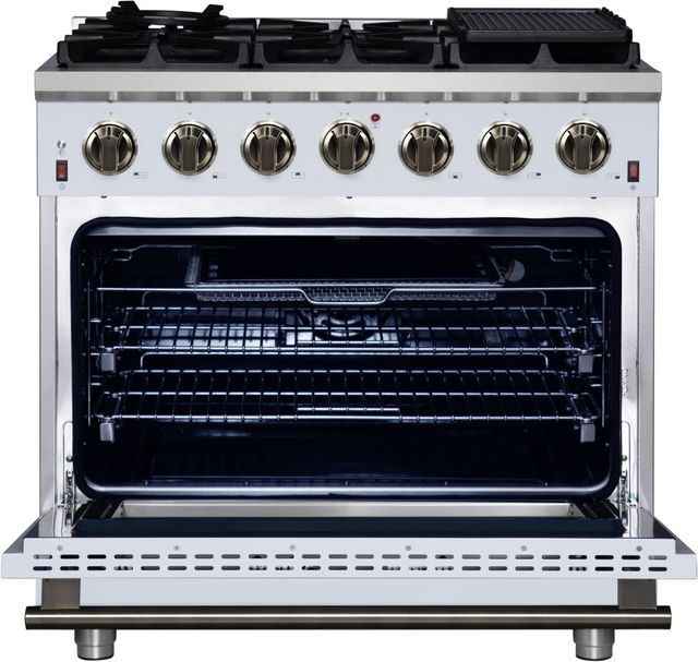 FORNO® Massimo Series Alta Qualita 36" White Pro Style Gas Range-1