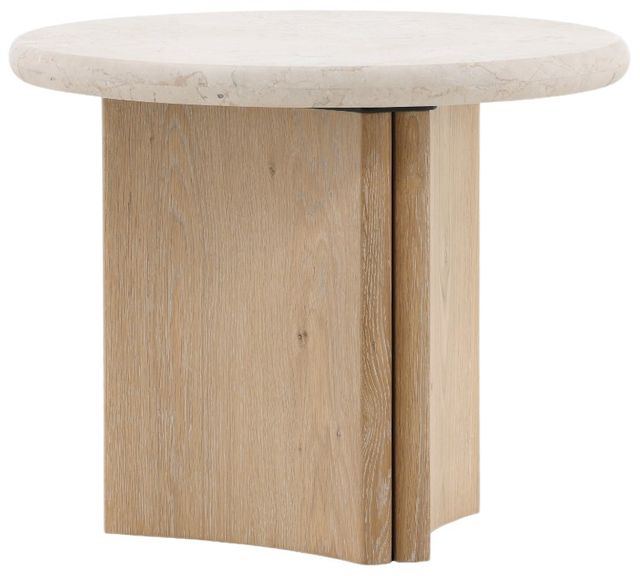 Dovetail Furniture Oja Cream Side Table with Natural Wash Base-0