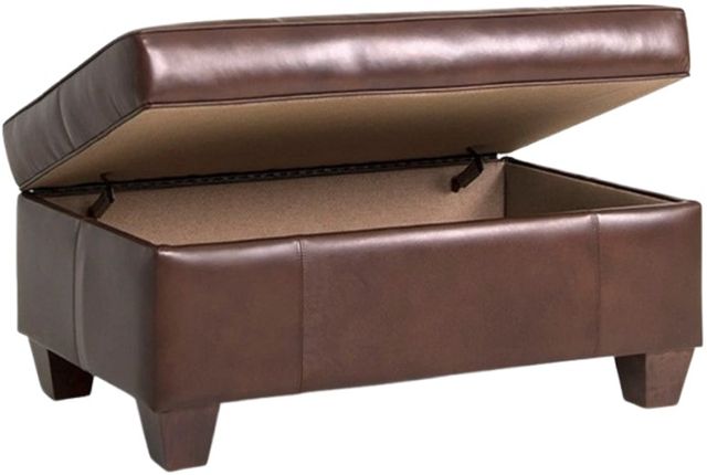 Smith Brothers Customizable 900 Leather Storage Ottoman with Tapered Leg-1