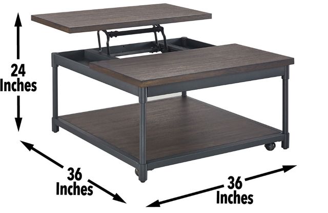 Steve Silver Co. Prescott Smoky Oak Lift-Top Cocktail Table with Black Frame-3