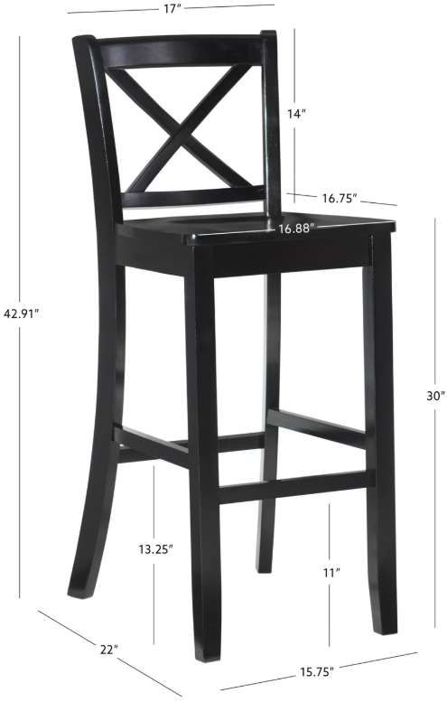 Linon Torino Black X Back Bar Stool-2