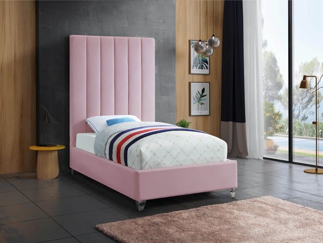 Meridian Furniture Via Pink Twin Bed-2
