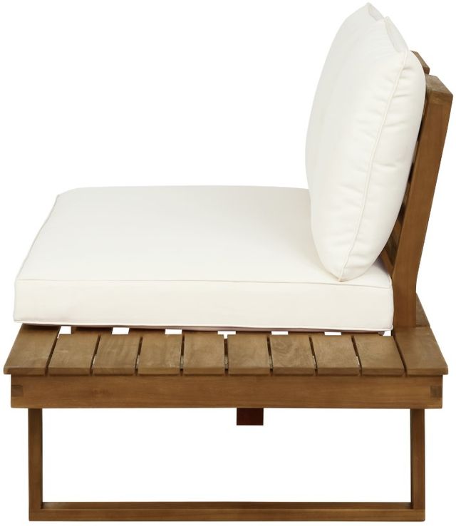 Linon Sea Breeze 4-Piece Beige/Brown Wooden Outdoor Loveseats with Cushions and Corner Table Set-3