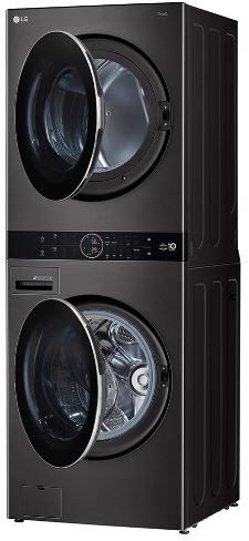 LG 4.5 Cu. Ft. Washer, 7.2 Cu. Ft. Dryer Black Steel Stack Laundry-2