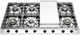 Ilve Nostalgie II 48” Stainless Steel Liquid Propane Cooktop with 8 Burners, Griddle and Burnished Trim-1
