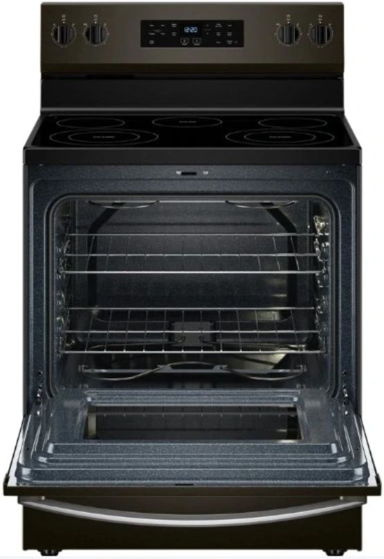 Whirlpool® 30" Black Stainless Steel Freestanding Electric Range with No Preheat Mode and Steam Clean-1