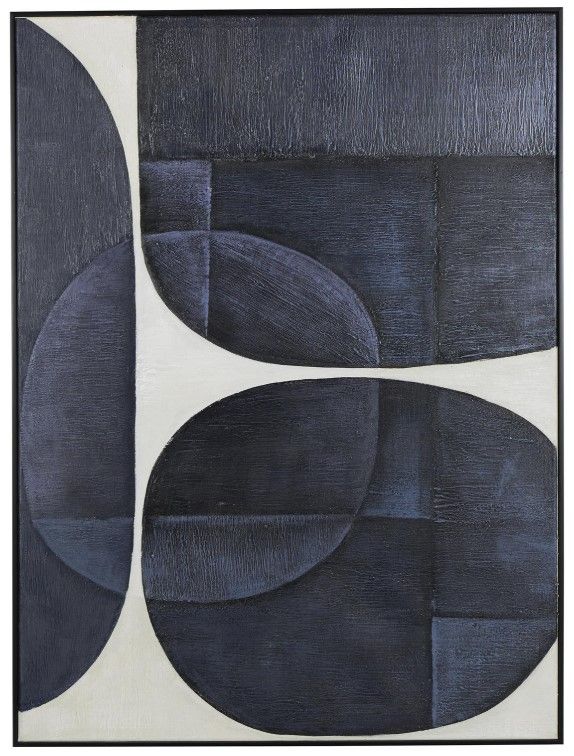 Deco Marche Blue Abstract Geometric Shape Framed Wall Art-0