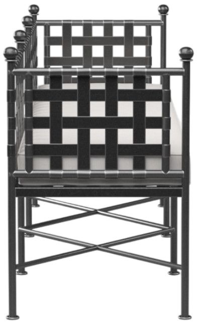 Sunset West Provence Canvas White/Century Pewter Iron Outdoor Bench-2