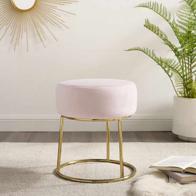 Linon Brandi Pink Accent Vanity Stool-3