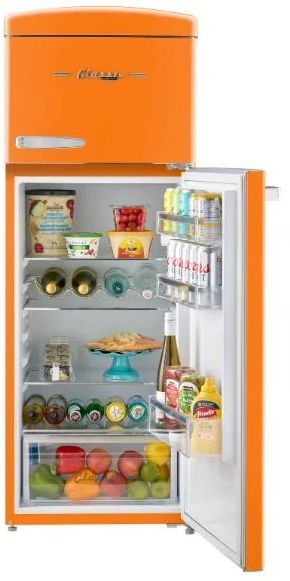 Unique® Appliances Classic Retro 22'' 7.5 Cu. Ft. Creamsicle Orange Top Freezer Refrigerator-3