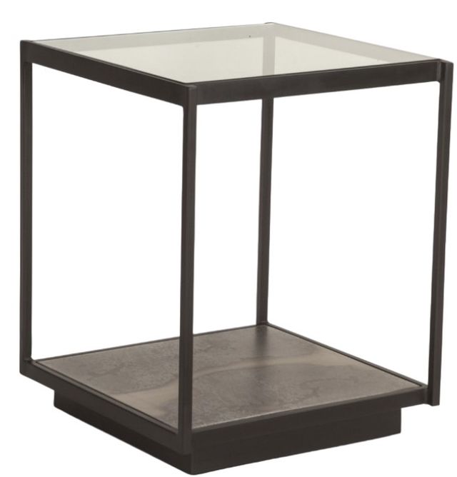 Home Trends & Design Moab Glass Top Side Table with Oxidized Black Base-0