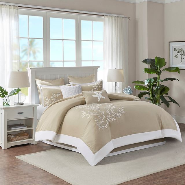 Olliix by Harbor House Coastline 5 Piece Khaki Full/Queen Duvet Set-2