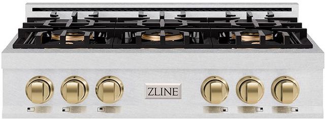 ZLINE Classic Autograph Edition 36" Stainless Steel Gas Rangetop with Champagne Bronze Accents-0