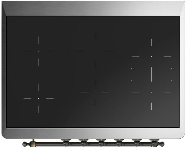 Ilve® Majestic III 36" Blue Gray Pro Style Induction Range with Solid Door and Burnished Trim-2
