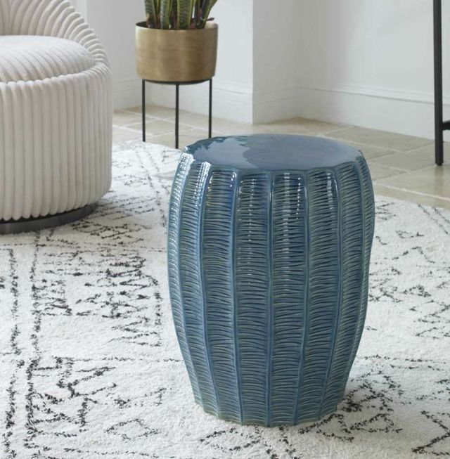 Uttermost® Harbor Aque Blue Ceramic Outdoor Garden Stool-1