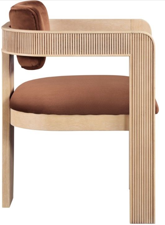 Meridian Furniture Sacha Cognac/Natural Velvet Upholstered Dining Chair-3