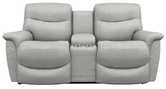 La-Z-Boy® James Dove Gray Power Reclining Loveseat with Headrest and Console-1