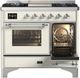 Ilve® Majestic III 40" Antique White Pro Style Dual Fuel Liquid Propane Range with Triple Glass Door and Chrome Trim-3