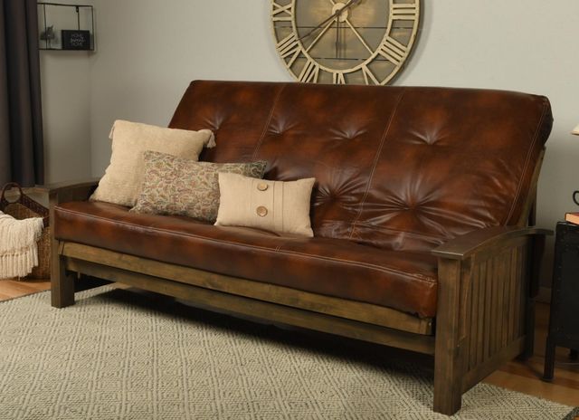 Kodiak Furniture Washington Oregon Trail Saddle/Rustic Walnut Queen Futon with Mattress-3