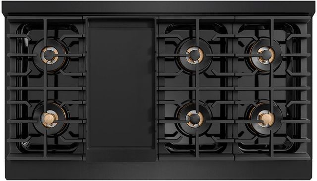 ZLINE Paramount 48" Black Stainless Steel Gas Rangetop with Polished Gold Accents-2