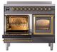 Ilve® Nostalgie II Noblesse 40'' Graphite Matte Pro Style Induction Range with Brass Trim-3