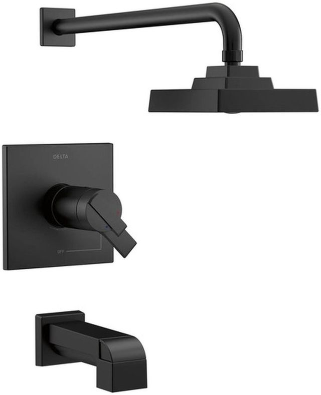 Delta Ara® TempAssure® 17T Series H2Okinetic® Matte Black Tub & Shower Trim-0