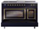 Ilve® Nostalgie II Noblesse 48'' Midnight Blue Pro Style Dual Fuel Range with Brass Trim-3