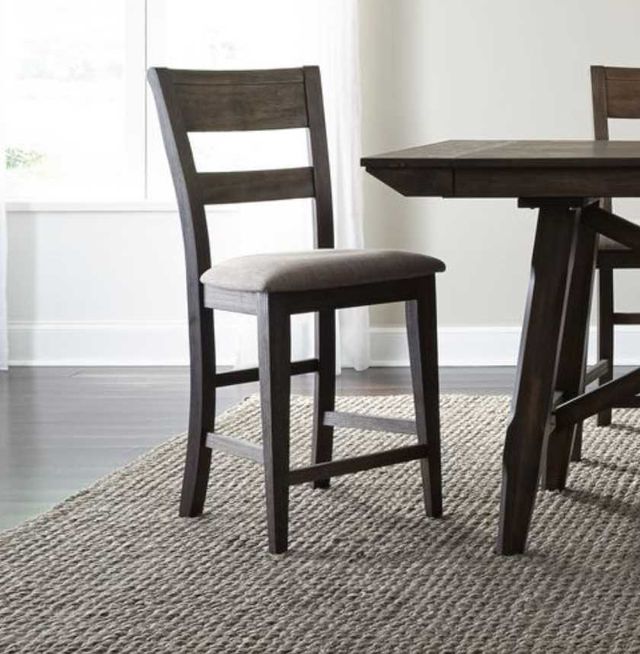 Liberty Furniture Double Bridge Dark Chestnut/Gray Splat Back Counter Chair-1