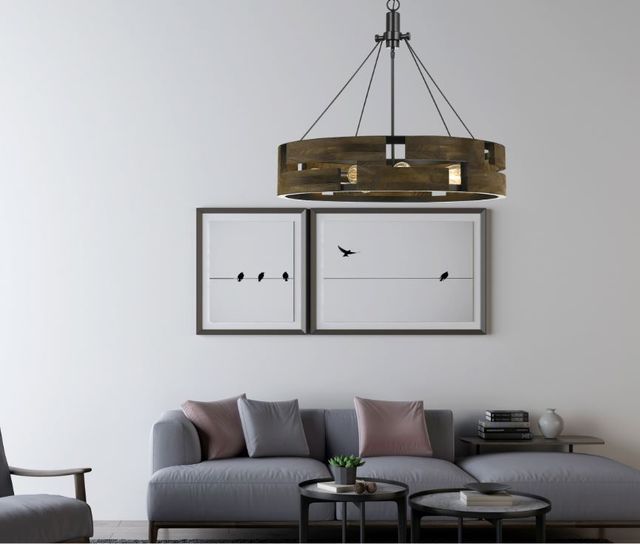 Cal® Lighting & Accessories Bradford Smoky Wood Chandelier-1