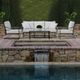 Sunset West Provence Glass Top/Metal Outdoor Coffee Table with Century Pewter Frame-1