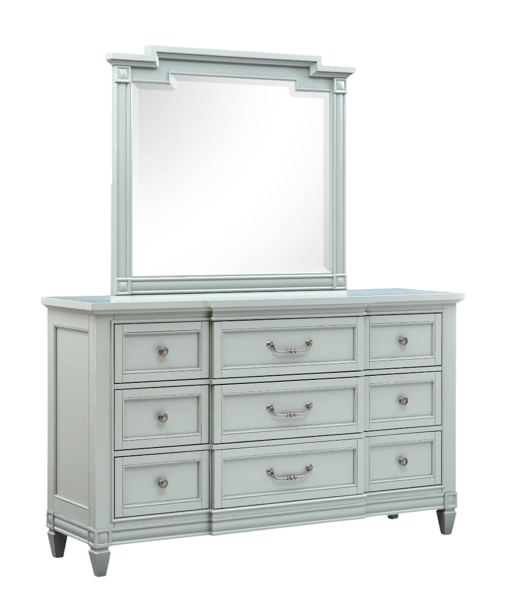 Magnussen Home Glenbrook Blue Drawer Dresser and Mirror Woods Household