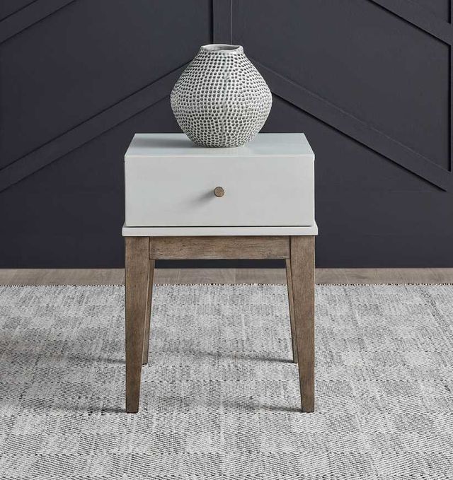 Liberty Furniture Berkley Square Linen Chairside Table with Khaki Base-1