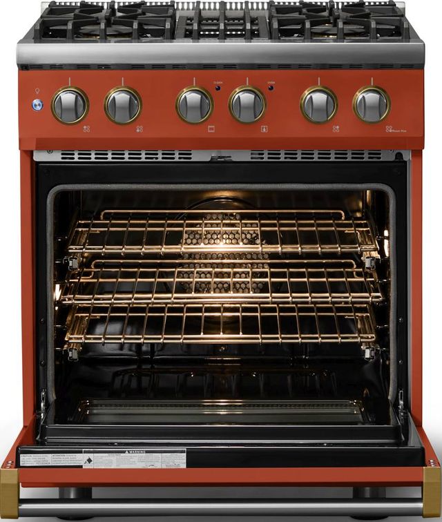 Viking® 5 Series 30" Spriced Cider Pro Style Dual Fuel (NG) Range with Brushed Brass Trim-1