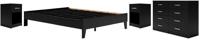 Signature Design by Ashley® Finch 4-Piece Black Queen Platform Bed Set-0