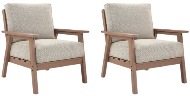 Signature Design by Ashley® Grover Beach 2-Piece Beige/Driftwood Plastic/Fabric Outdoor Lounge Chair-0