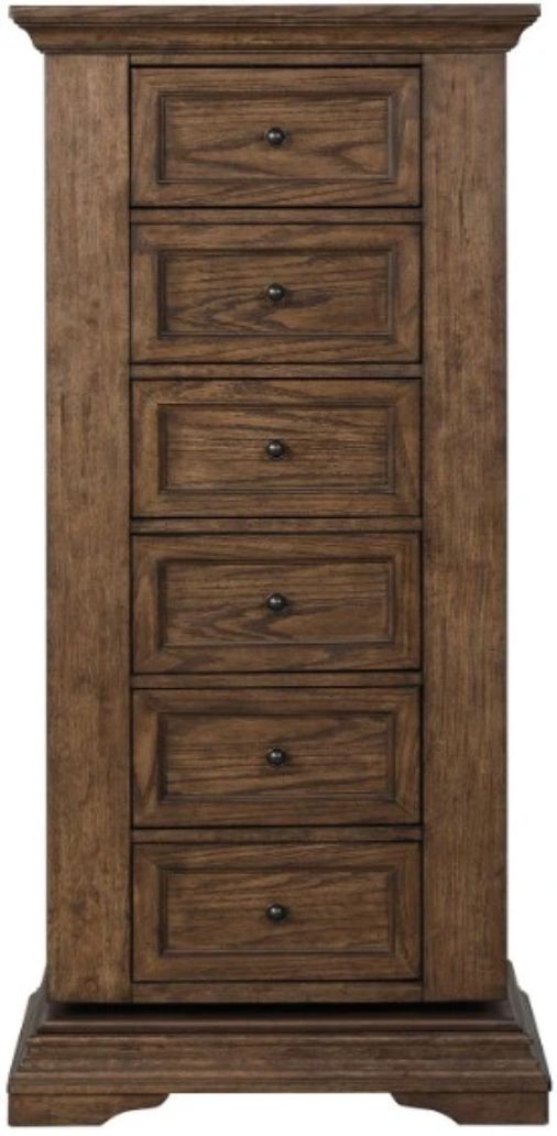 New Classic® Home Furnishings Mar Vista Brushed Walnut Swivel Lingerie Chest with Mirror-1