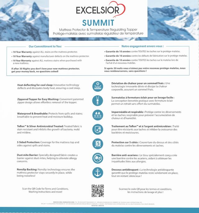 Excelsior® Summit Queen Mattress Protector with Temperature Regulating Topper-1
