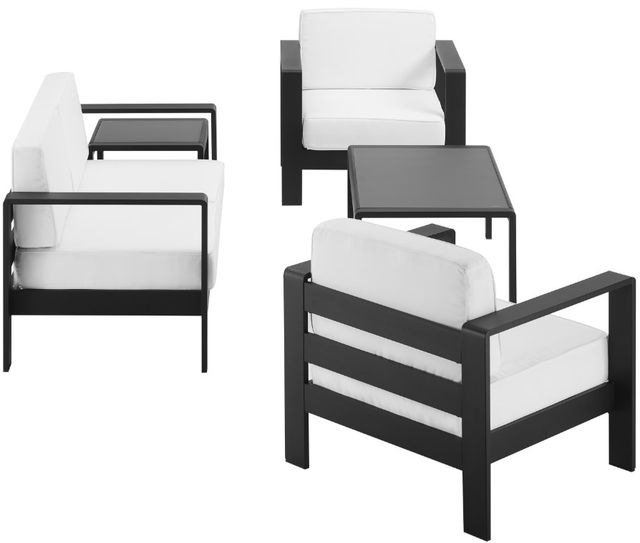 Linon Key 5-Piece Black/White Aluminum/Fabric Outdoor Conversation Set-3