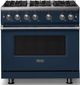 Viking® 5 Series 36" Slate Blue Pro Style Gas (LP) Range with Polished Chrome Trim-0
