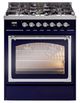 Ilve® Nostalgie II Noblesse 30" Midnight Blue Pro Style Dual Fuel Range with Chrome Trim-0